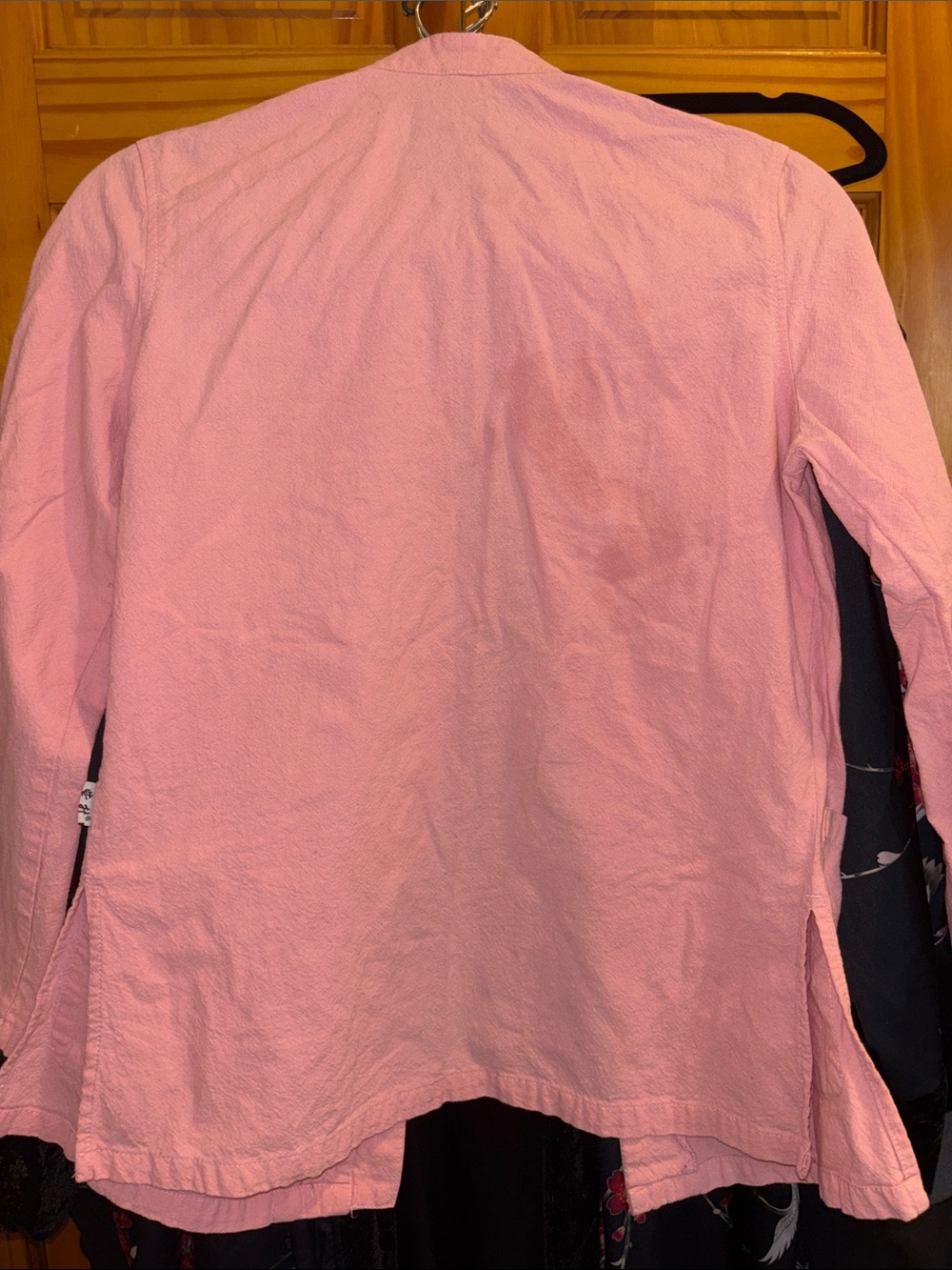 Women's Light Pink Mandarin-Collar Cotton Jacket - Picture 4 of 4